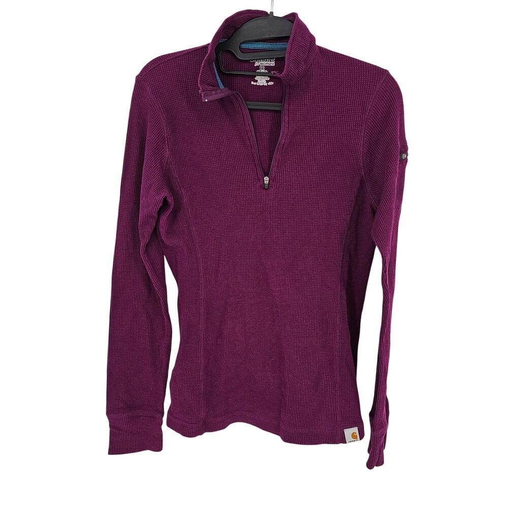Carhartt Waffle Knit Thermal Long Sleeve 1/4 Zip Hike Pullover Shirt M Outdoor
